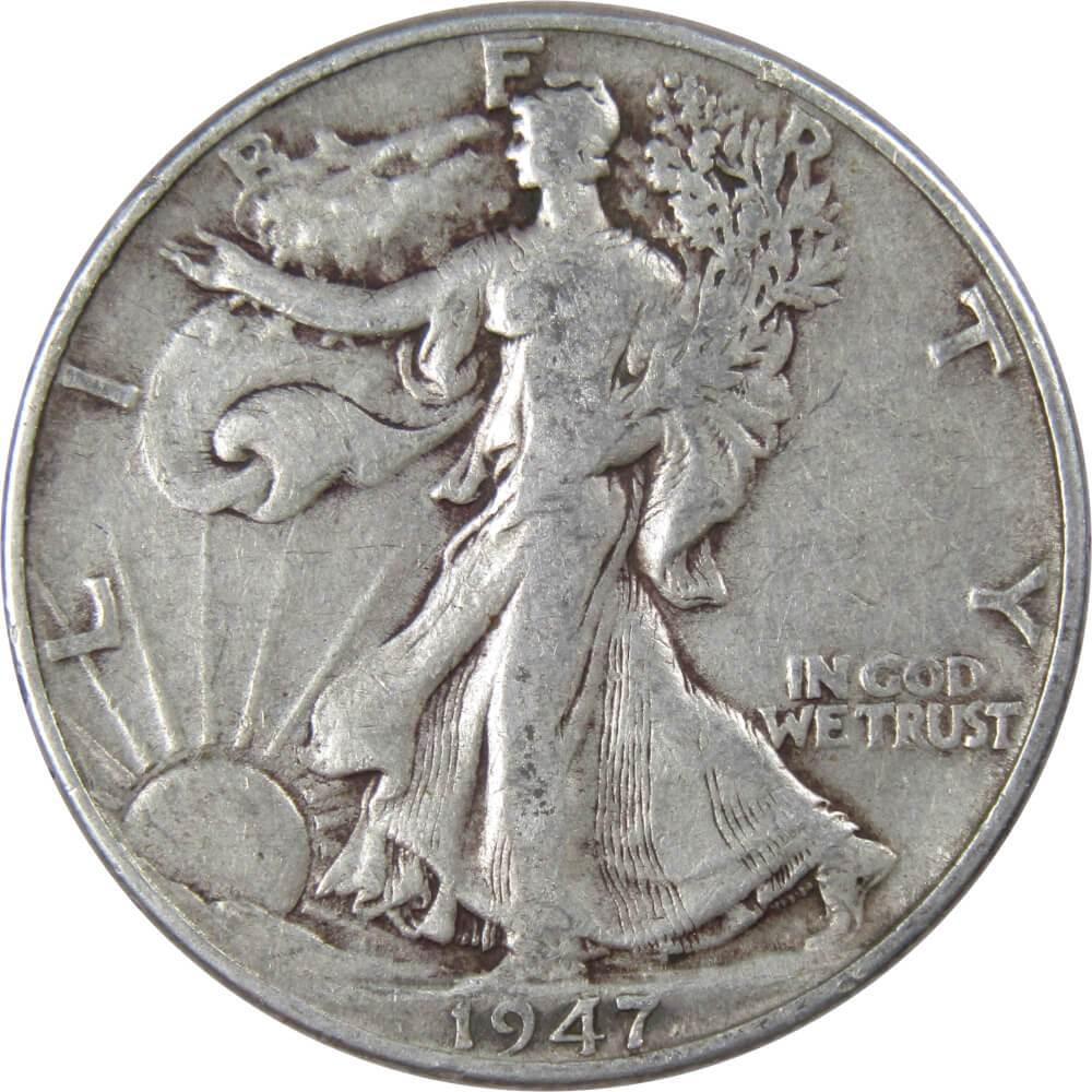 1947 Liberty Walking Half Dollar F Fine 90% Silver 50c US Coin Collectible