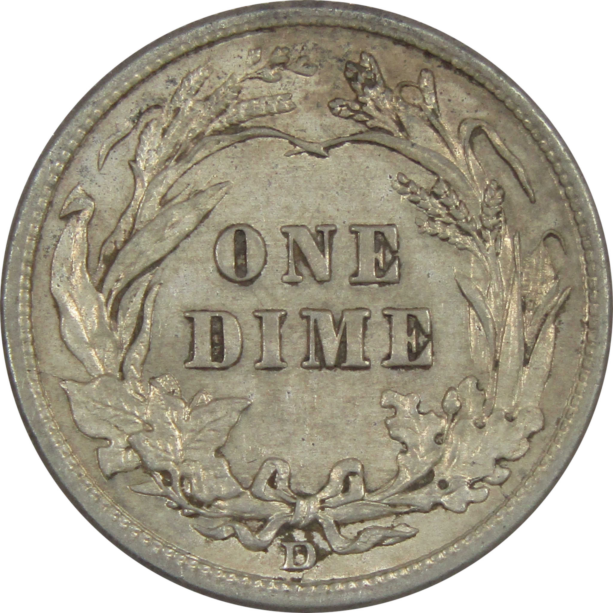 1914 D Barber Dime AU About Uncirculated 90% Silver 10c SKU:IPC8458
