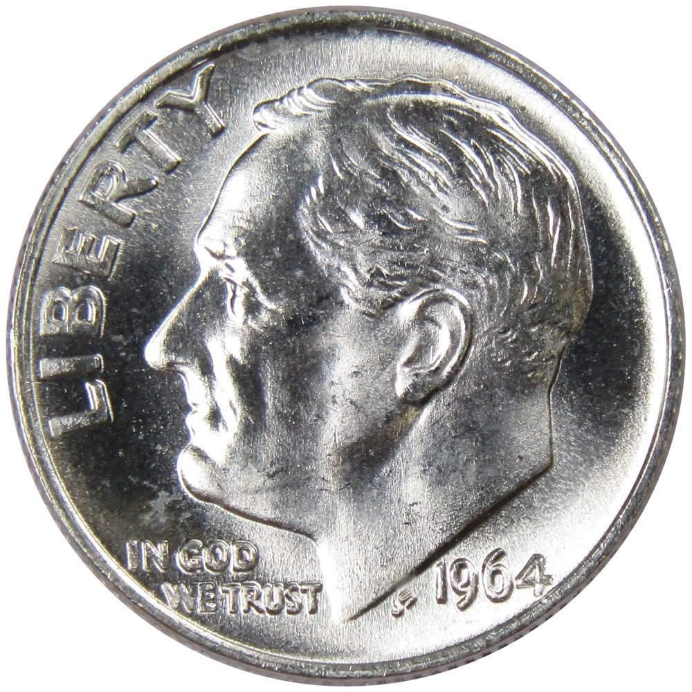 1964 Roosevelt Dime BU Uncirculated Mint State 90% Silver 10c US Coin