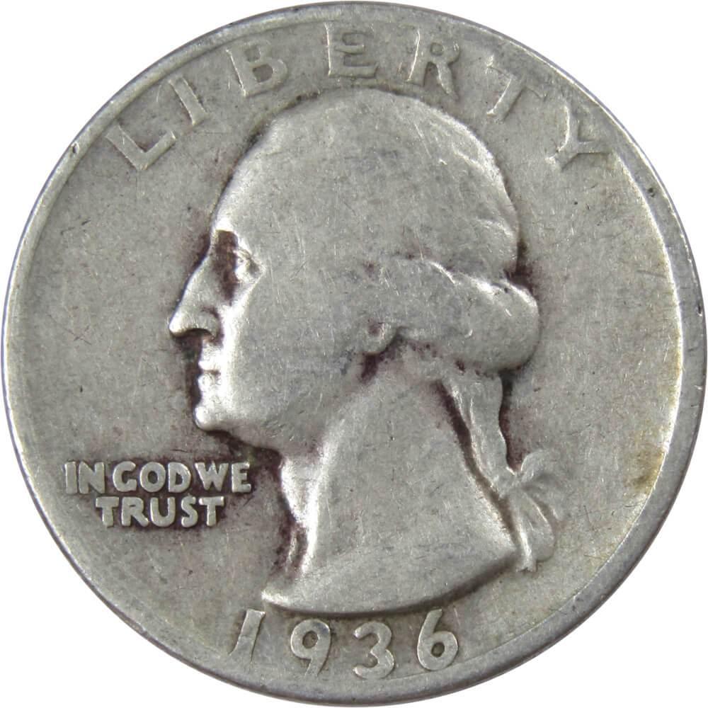 1936 Washington Quarter VG Very Good 90% Silver 25c US Coin Collectible