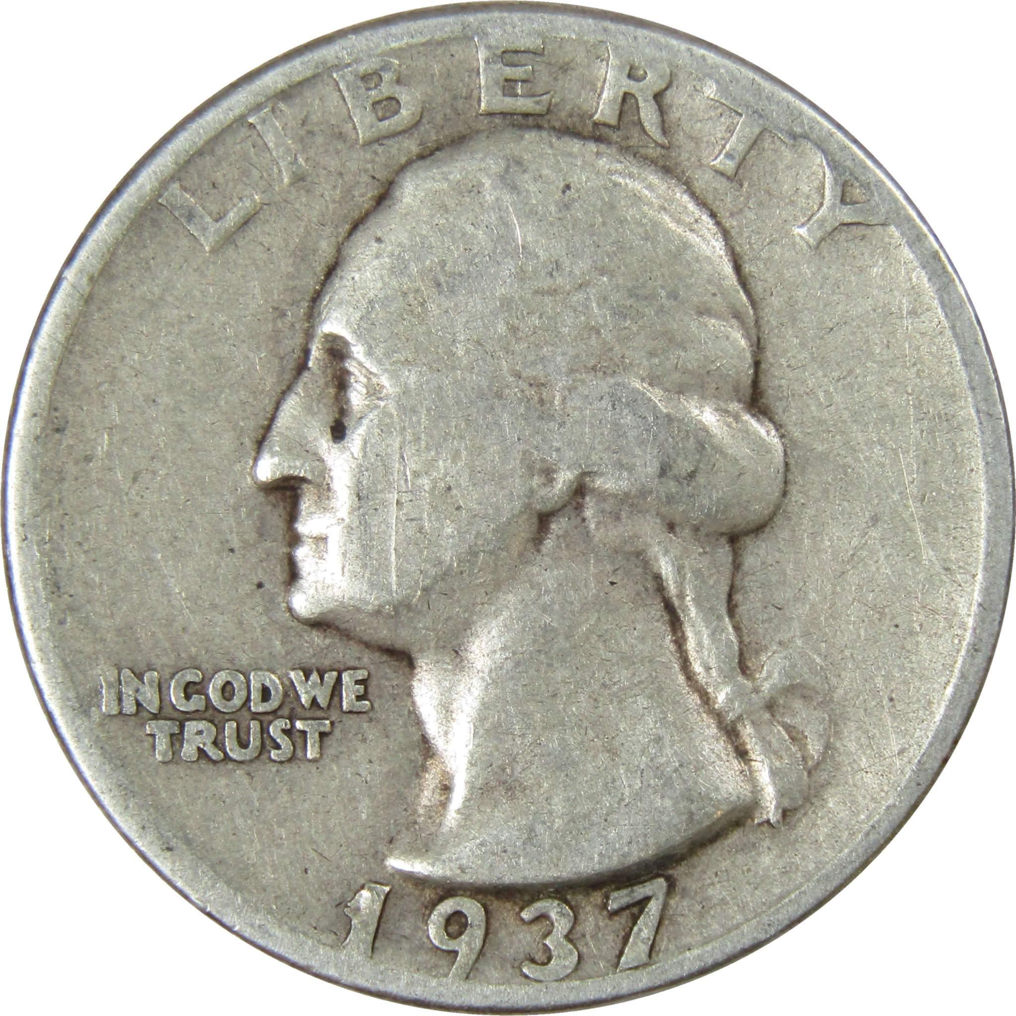 1937 D Washington Quarter AG About Good 90% Silver 25c US Coin Collectible