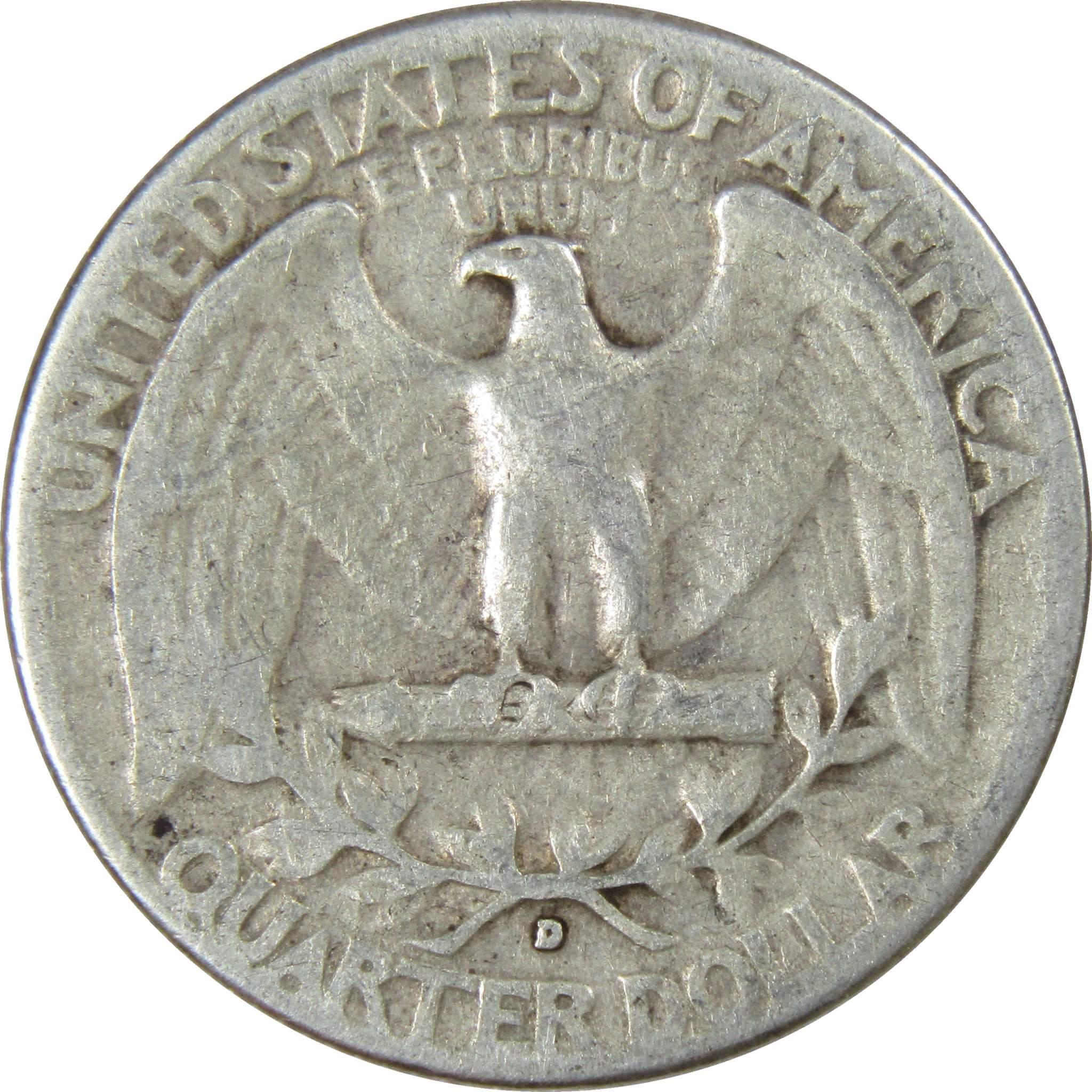 1937 D Washington Quarter AG About Good 90% Silver 25c US Coin Collectible