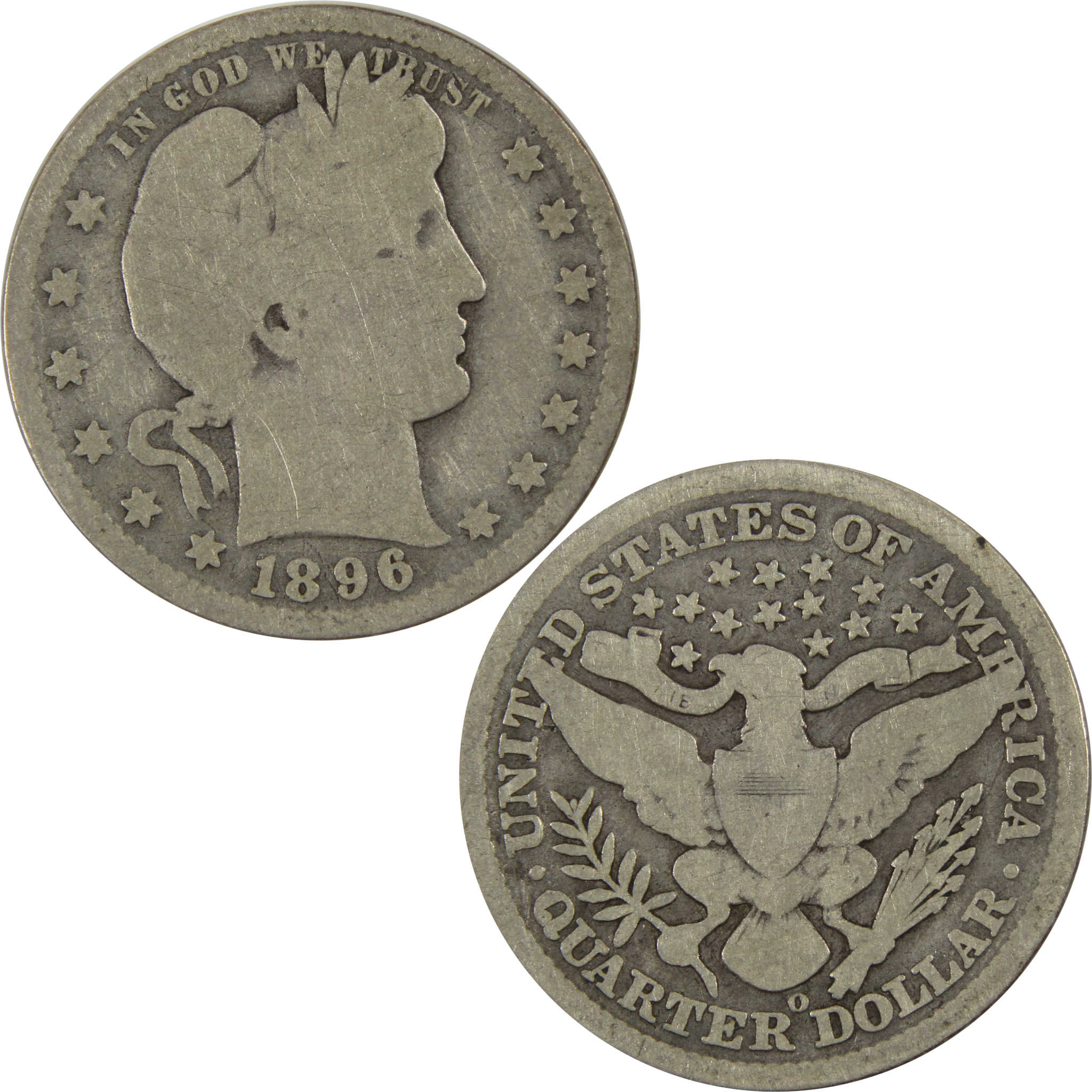 1896 O Barber Quarter G Good 90% Silver 25c Coin SKU:I7731