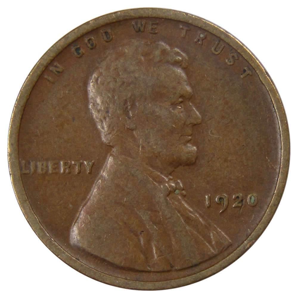 1920 Lincoln Wheat Cent F Fine Bronze Penny 1c Coin Collectible