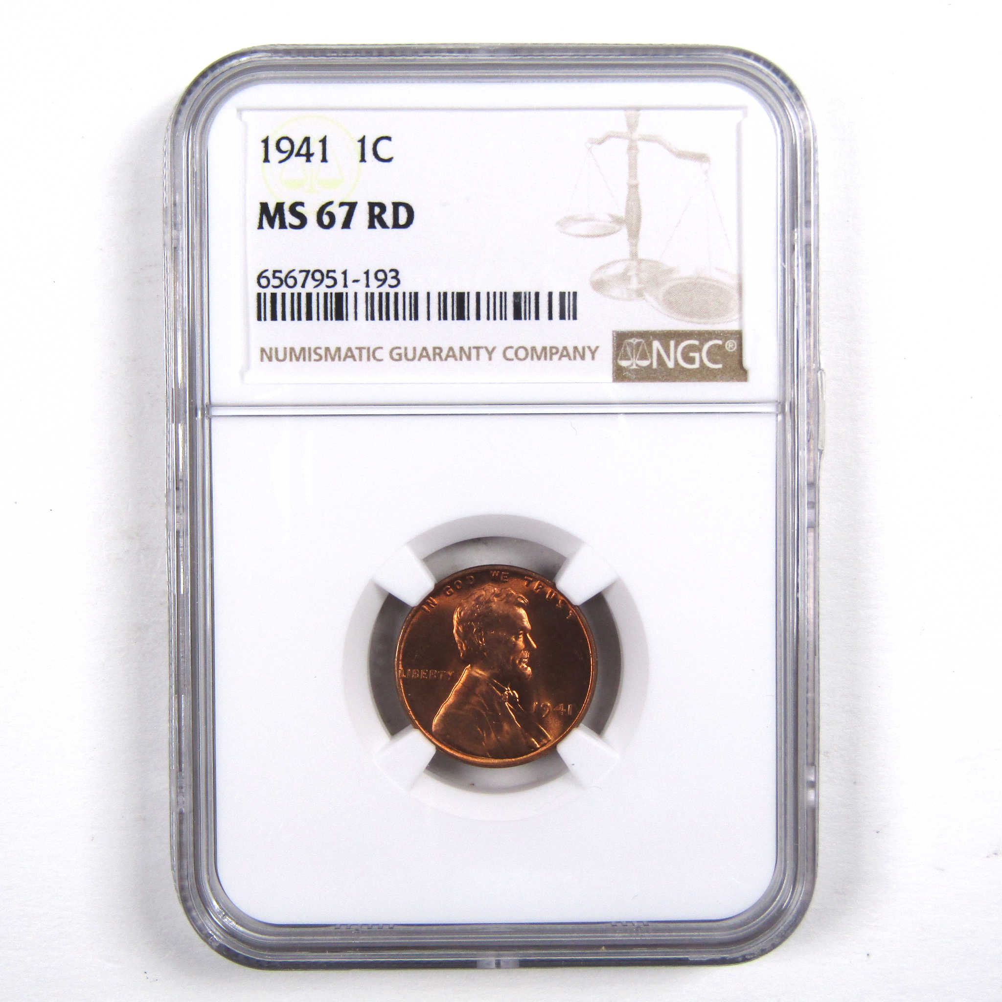 1941 Lincoln Wheat Cent MS 67 RD NGC Penny Uncirculated Coin SKU:I3174