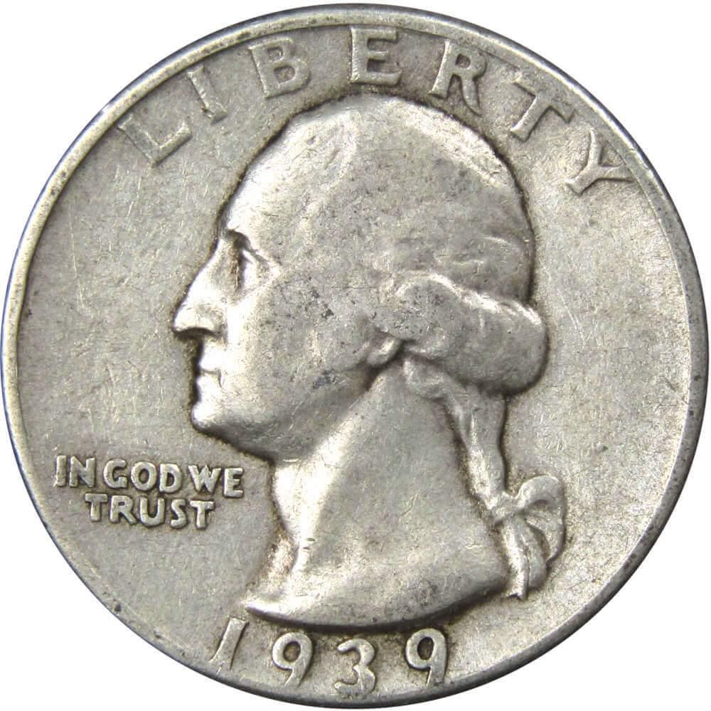 1939 Washington Quarter VF Very Fine 90% Silver 25c US Coin Collectible