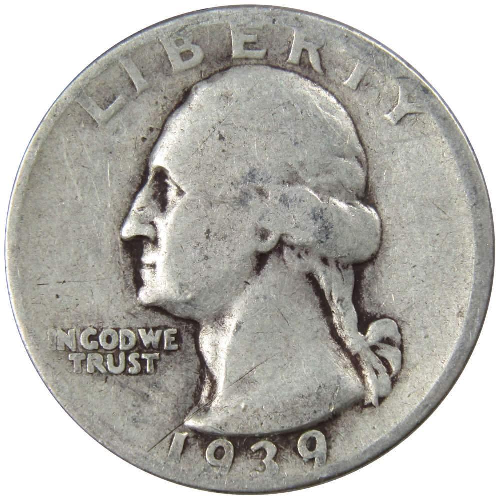 1939 Washington Quarter AG About Good 90% Silver 25c US Coin Collectible