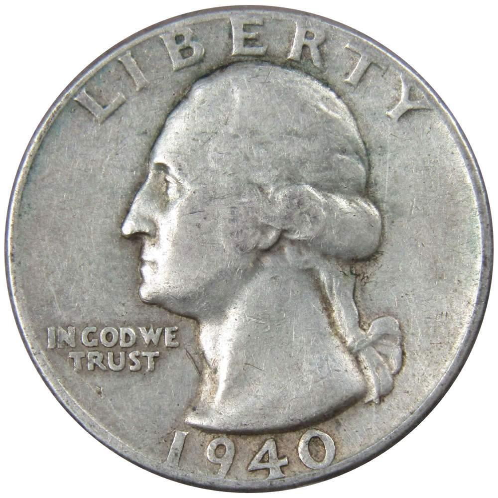 1940 Washington Quarter AG About Good 90% Silver 25c US Coin Collectible