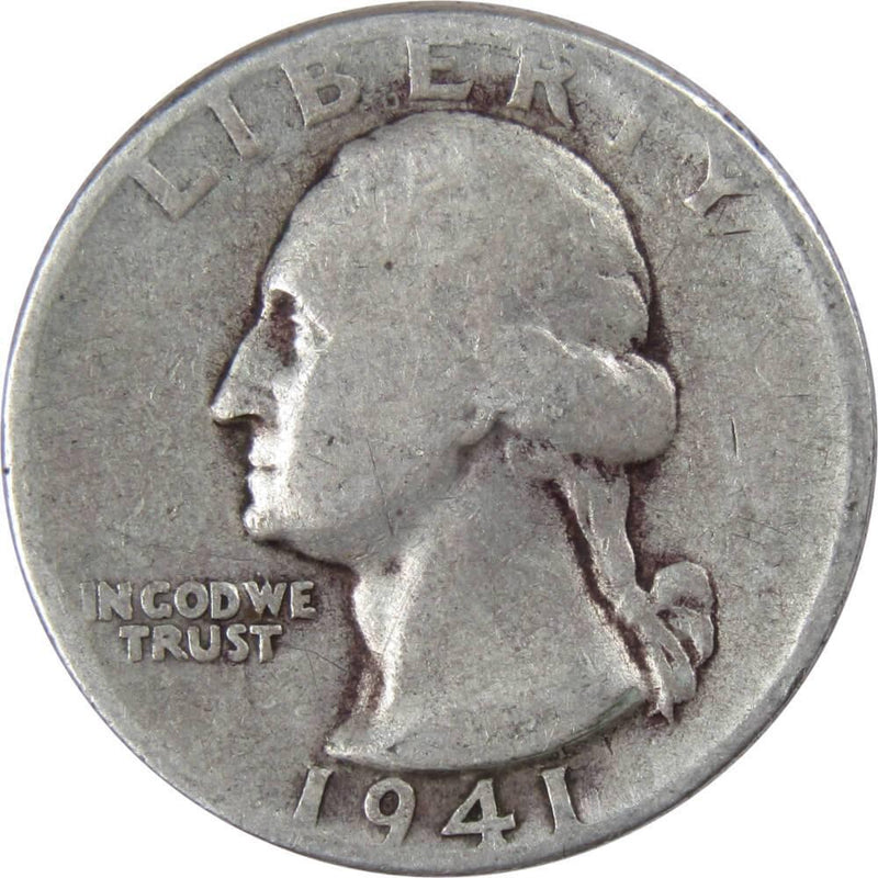1941 Washington Quarter G Good 90% Silver 25c US Coin Collectible - Washington Quarters for Sale - Profile Coins &amp; Collectibles