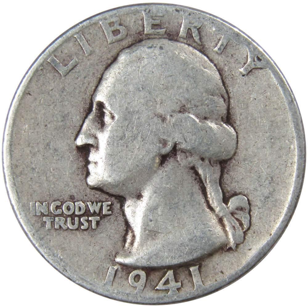 1941 Washington Quarter VG Very Good 90% Silver 25c US Coin Collectible
