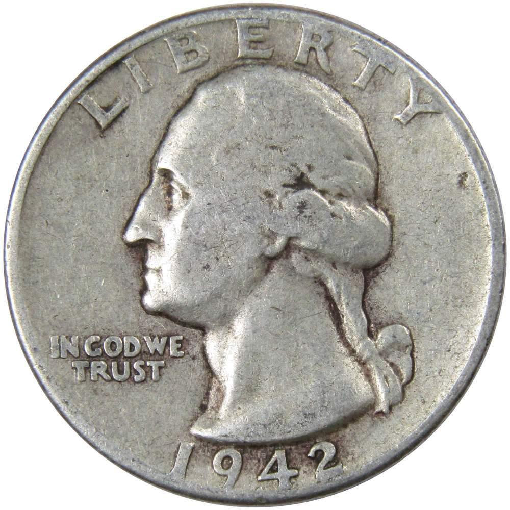 1942 Washington Quarter VF Very Fine 90% Silver 25c US Coin Collectible