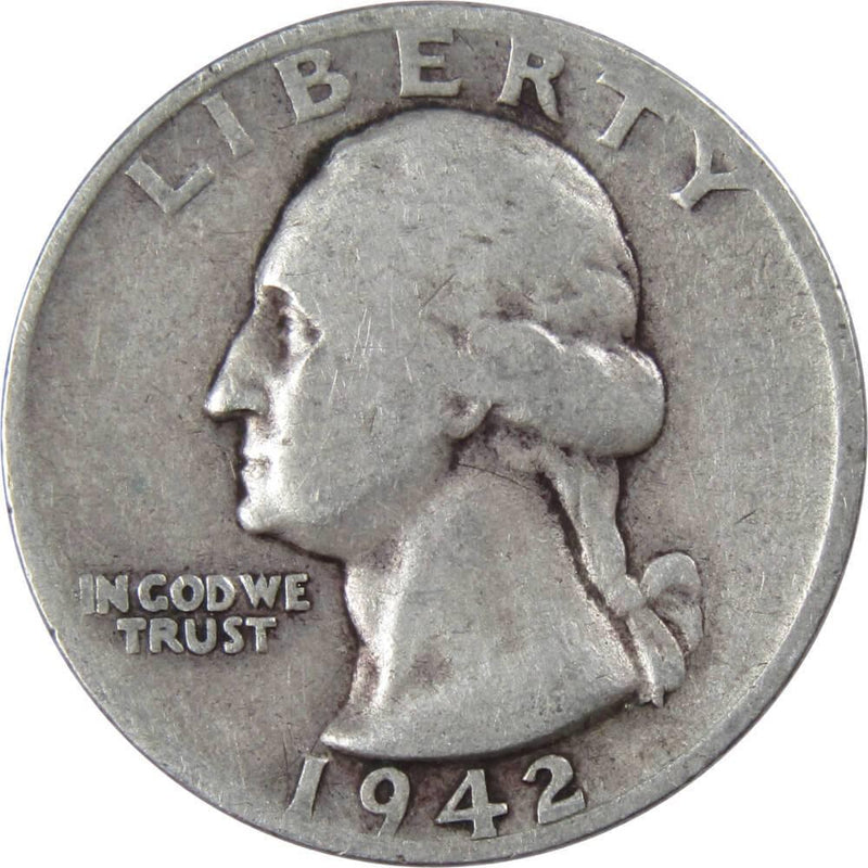 1942 S Washington Quarter VG Very Good 90% Silver 25c US Coin Collectible - Washington Quarters for Sale - Profile Coins &amp; Collectibles