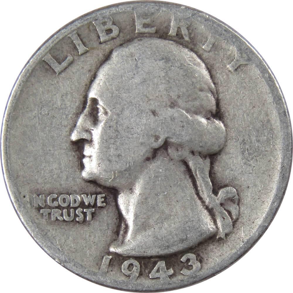 1943 Washington Quarter G Good 90% Silver 25c US Coin Collectible