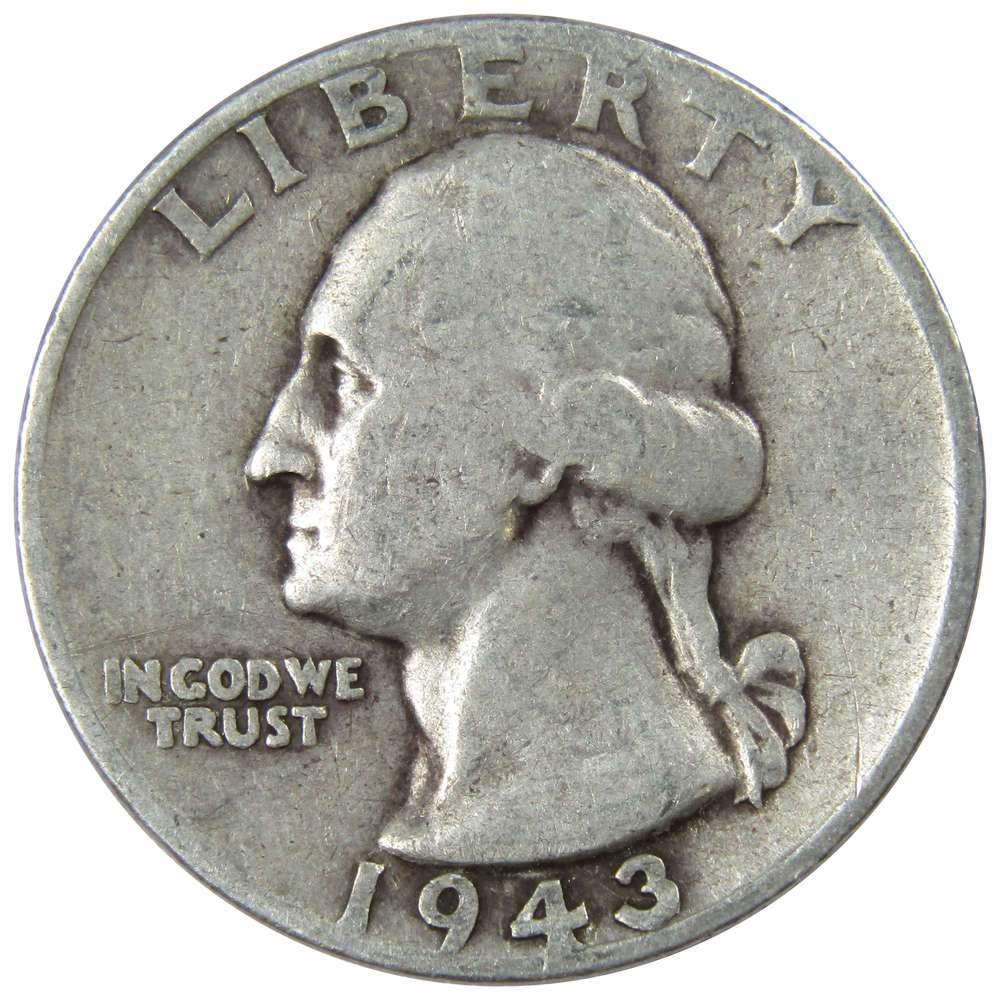 1943 Washington Quarter VG Very Good 90% Silver 25c US Coin Collectible