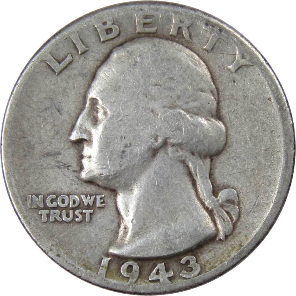 1943 D Washington Quarter G Good 90% Silver 25c US Coin Collectible