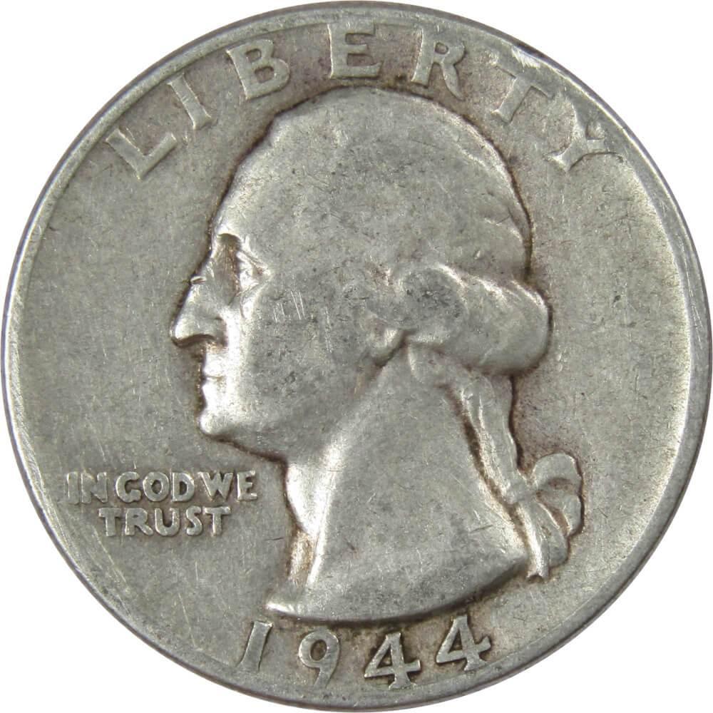 1944 Washington Quarter F Fine 90% Silver 25c US Coin Collectible