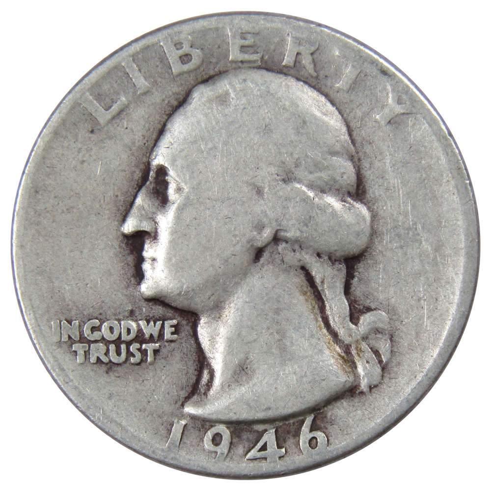 1946 Washington Quarter G Good 90% Silver 25c US Coin Collectible