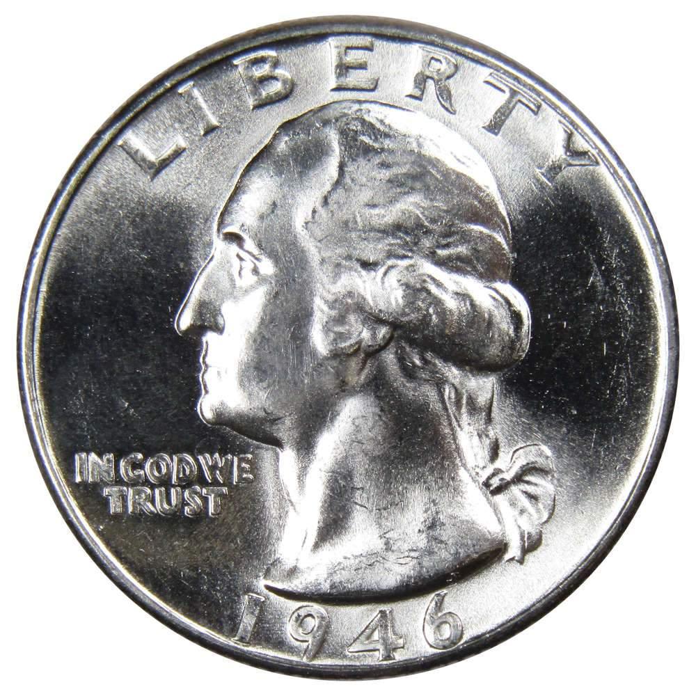 1946 Washington Quarter BU Uncirculated Mint State 90% Silver 25c US Coin