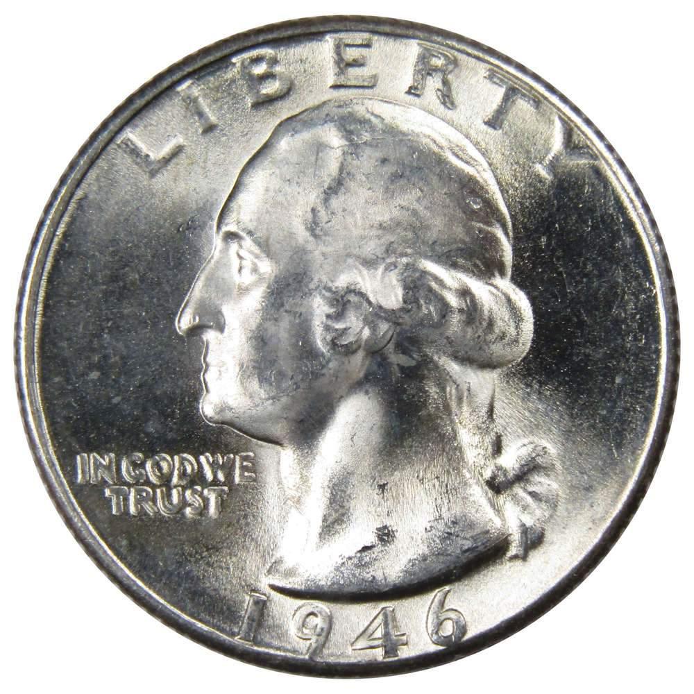 1946 D Washington Quarter BU Uncirculated Mint State 90% Silver 25c US Coin