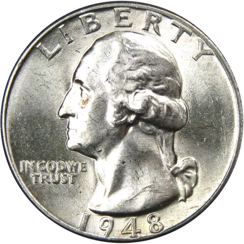 1948 Washington Quarter BU Uncirculated Mint State 90% Silver 25c US Coin