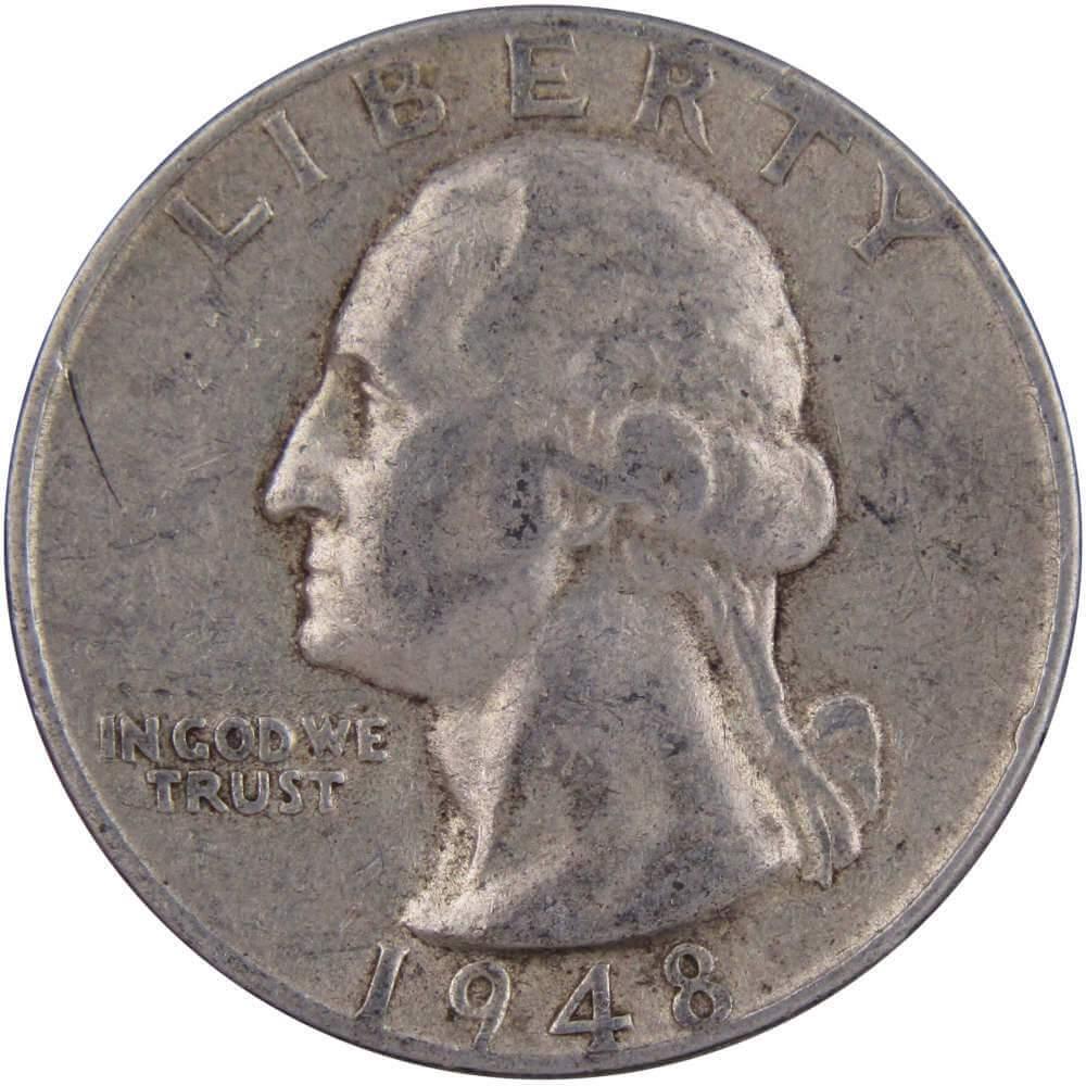 1948 Washington Quarter AG About Good 90% Silver 25c US Coin Collectible