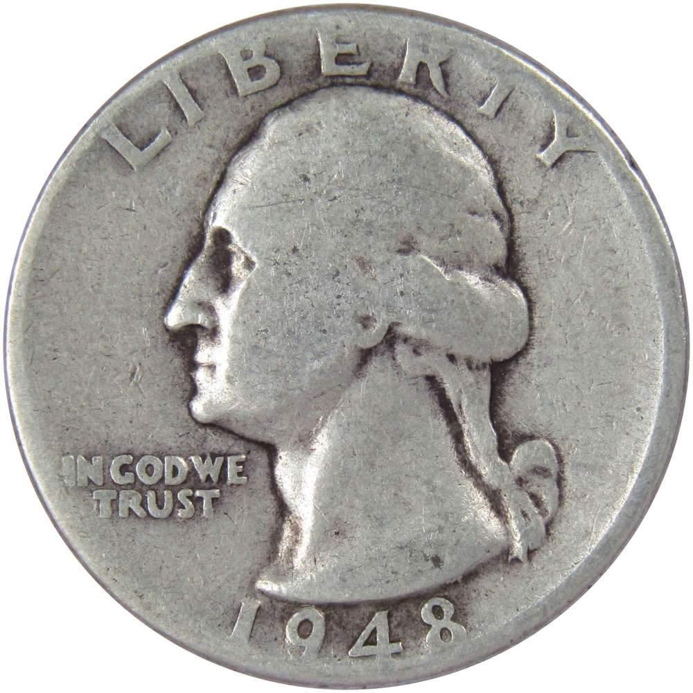 1948 D Washington Quarter G Good 90% Silver 25c US Coin Collectible