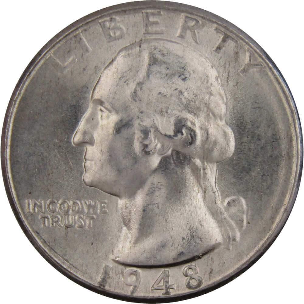 1948 D Washington Quarter BU Uncirculated Mint State 90% Silver 25c US Coin