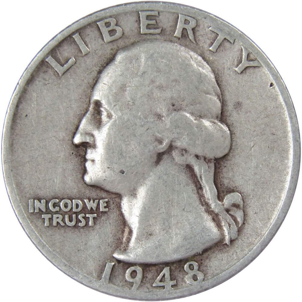 1948 S Washington Quarter F Fine 90% Silver 25c US Coin Collectible