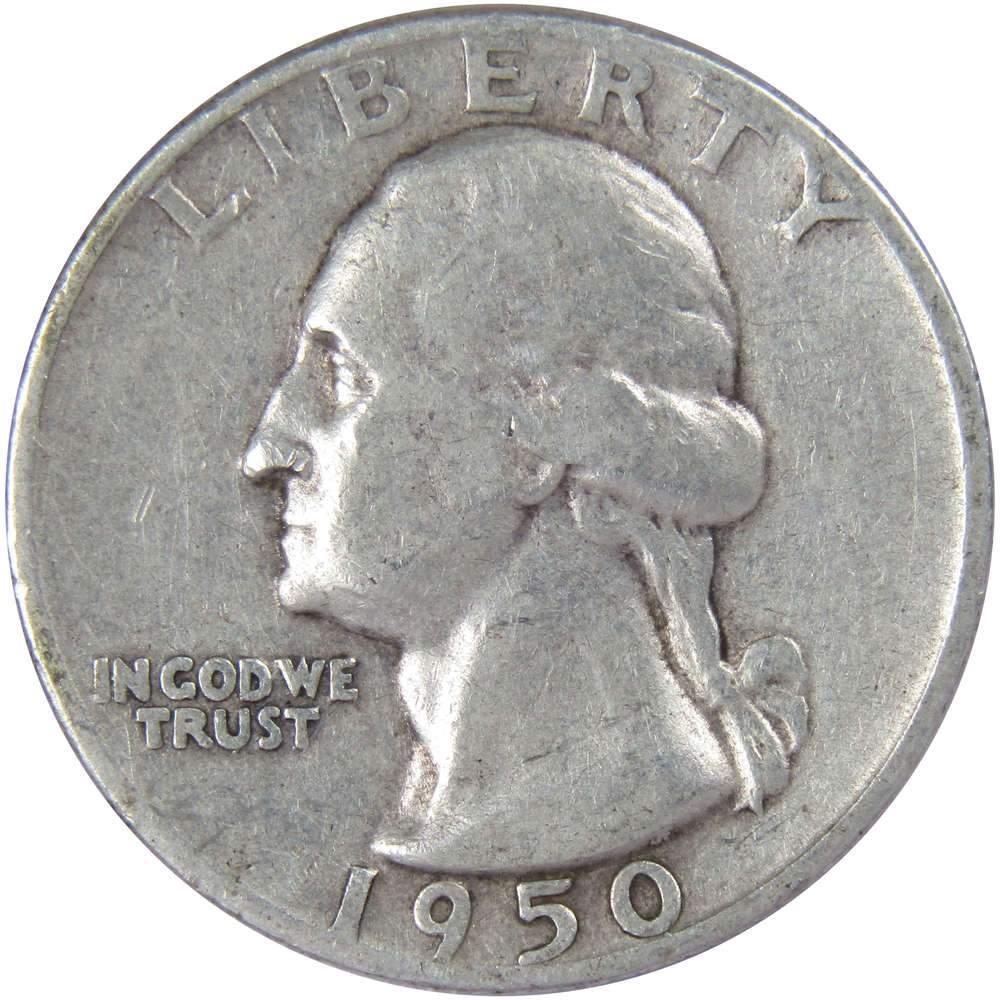 1950 Washington Quarter AG About Good 90% Silver 25c US Coin Collectible