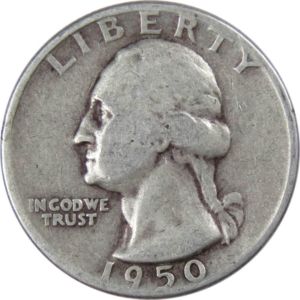 1950 D Washington Quarter G Good 90% Silver 25c US Coin Collectible