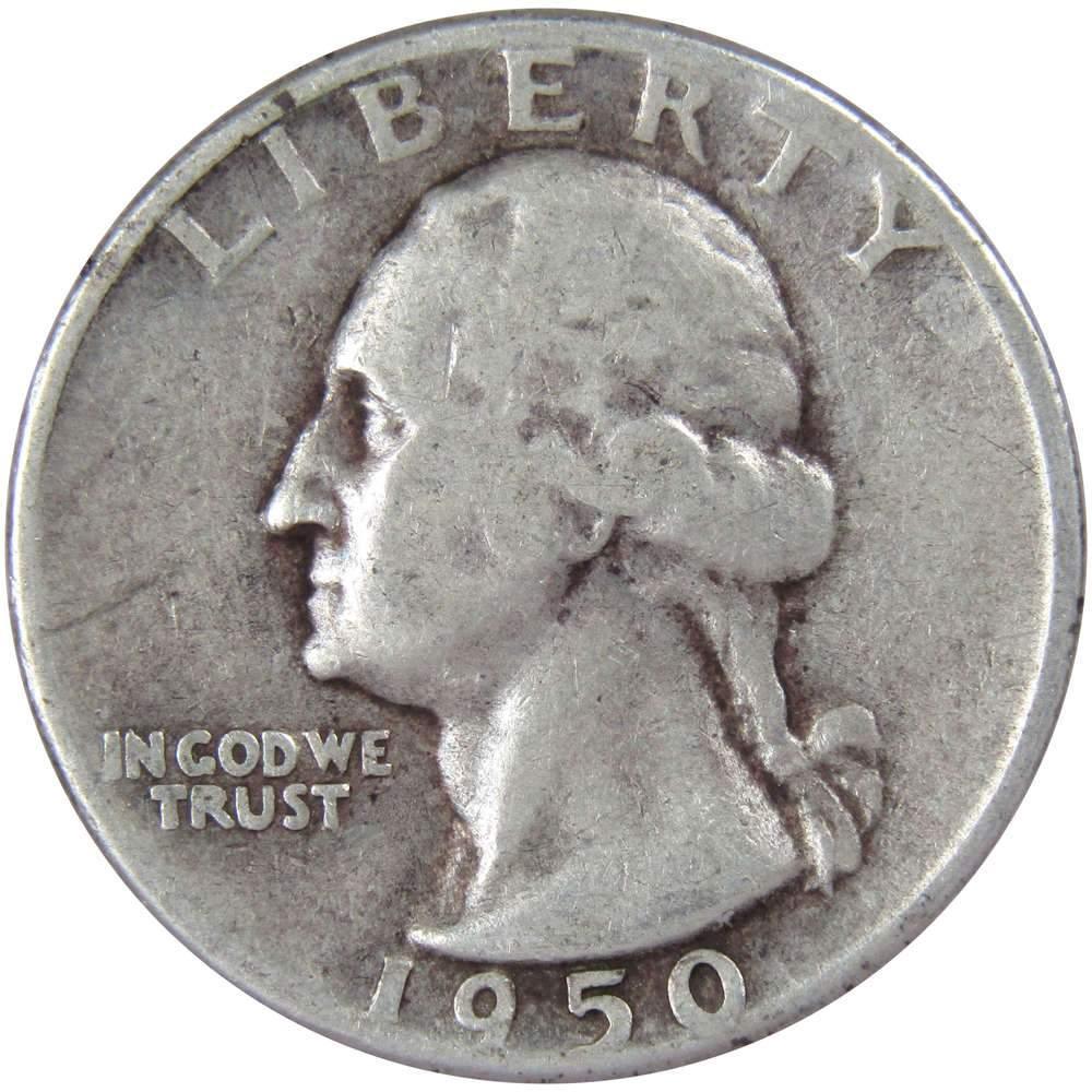 1950 D Washington Quarter AG About Good 90% Silver 25c US Coin Collectible