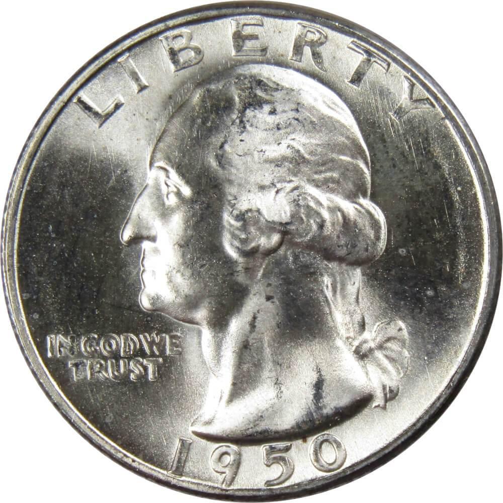 1950 S Washington Quarter BU Uncirculated Mint State 90% Silver 25c US Coin
