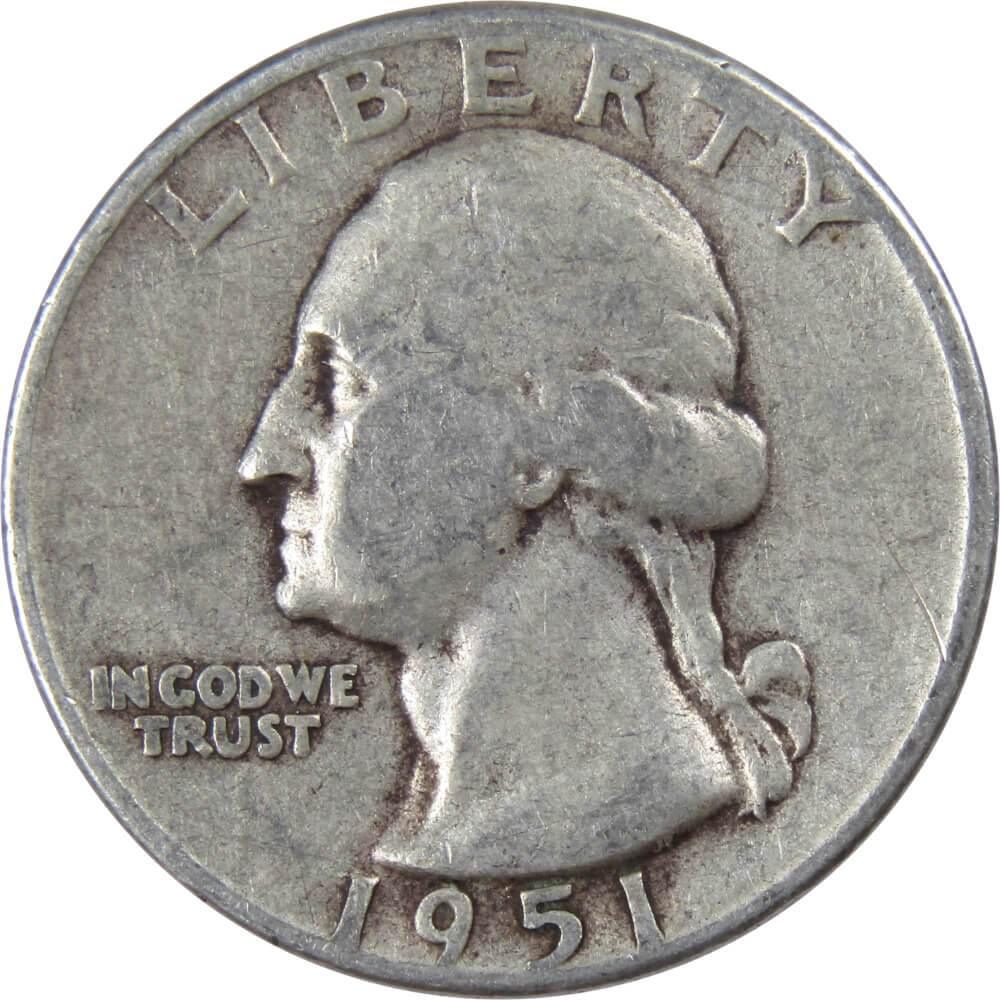 1951 Washington Quarter VG Very Good 90% Silver 25c US Coin Collectible