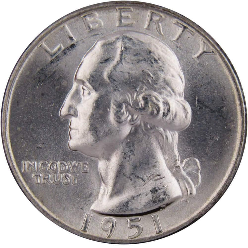 1951 Washington Quarter BU Uncirculated Mint State 90% Silver 25c US Coin - Profile Coins & Collectibles 