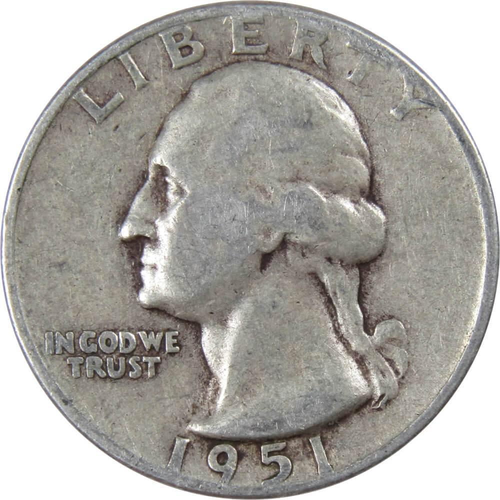1951 D Washington Quarter G Good 90% Silver 25c US Coin Collectible