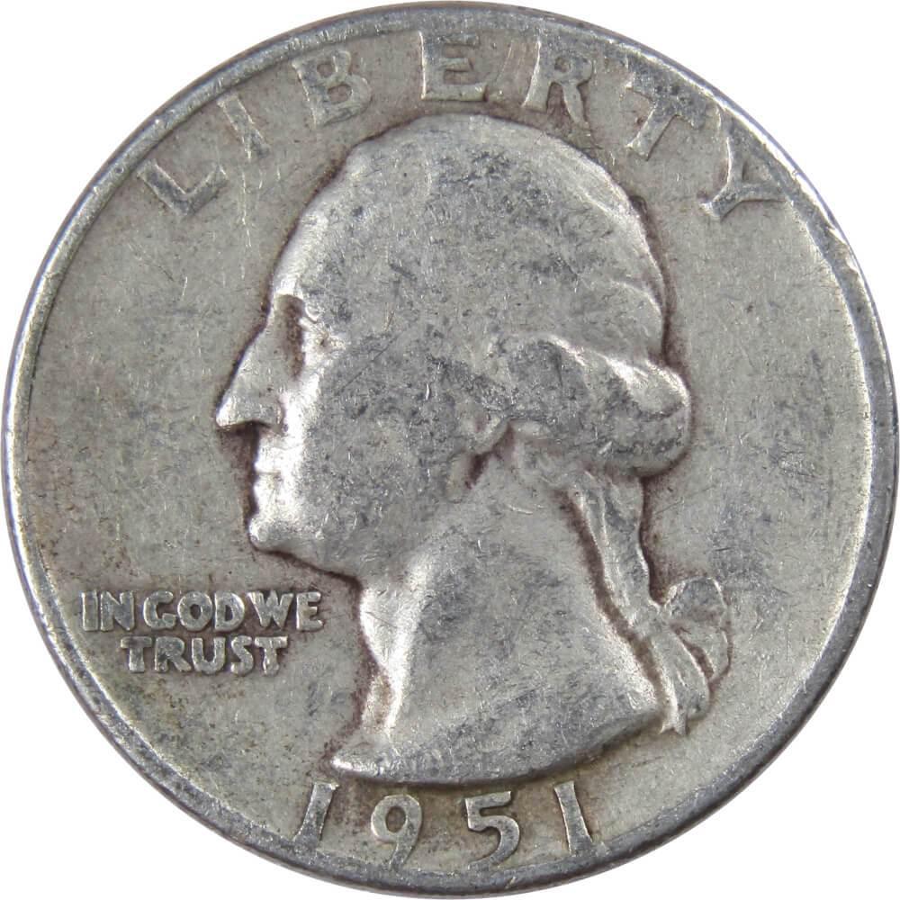 1951 D Washington Quarter VG Very Good 90% Silver 25c US Coin Collectible
