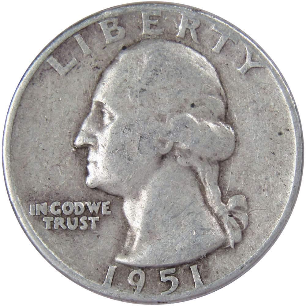 1951 D Washington Quarter F Fine 90% Silver 25c US Coin Collectible