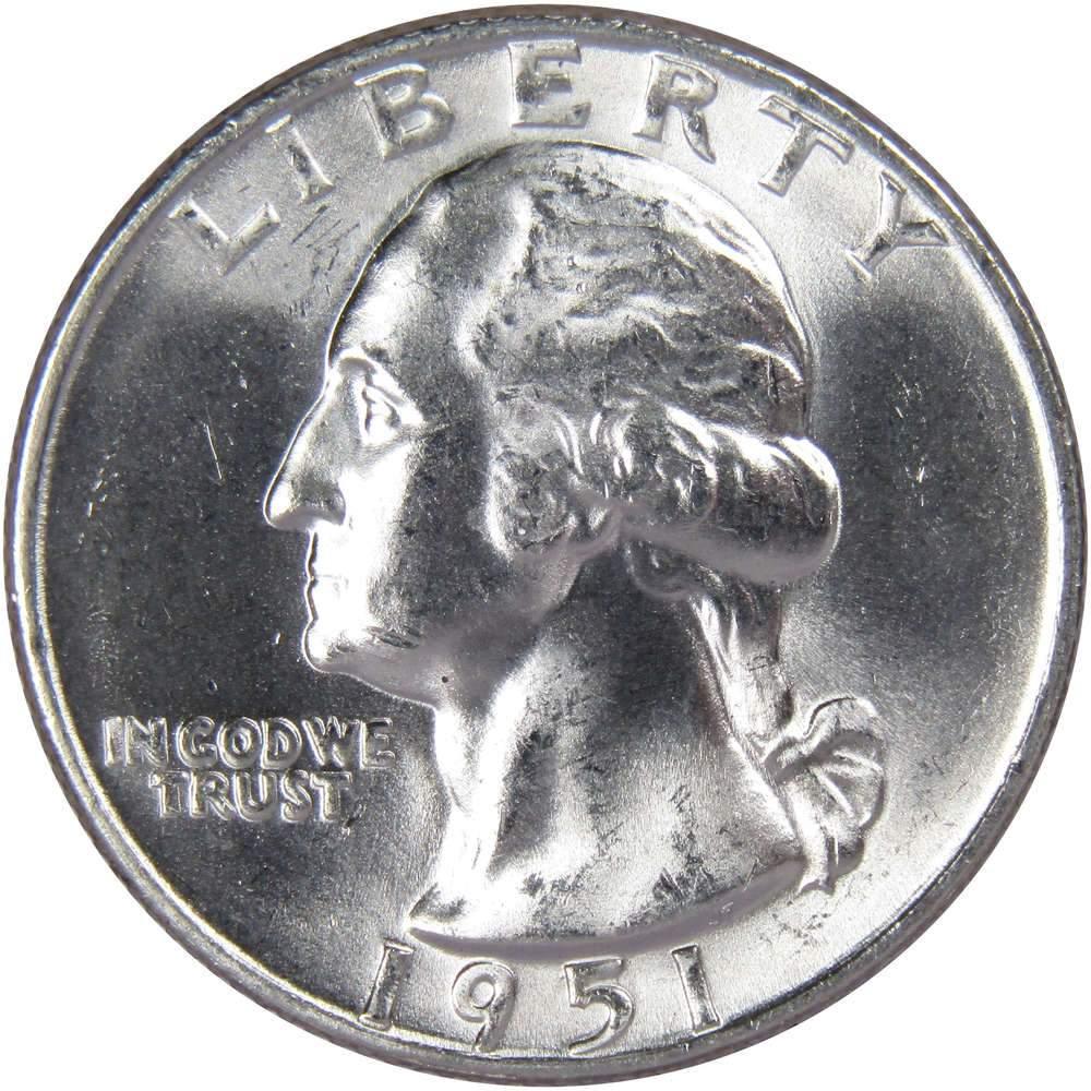 1951 D Washington Quarter BU Uncirculated Mint State 90% Silver 25c US Coin