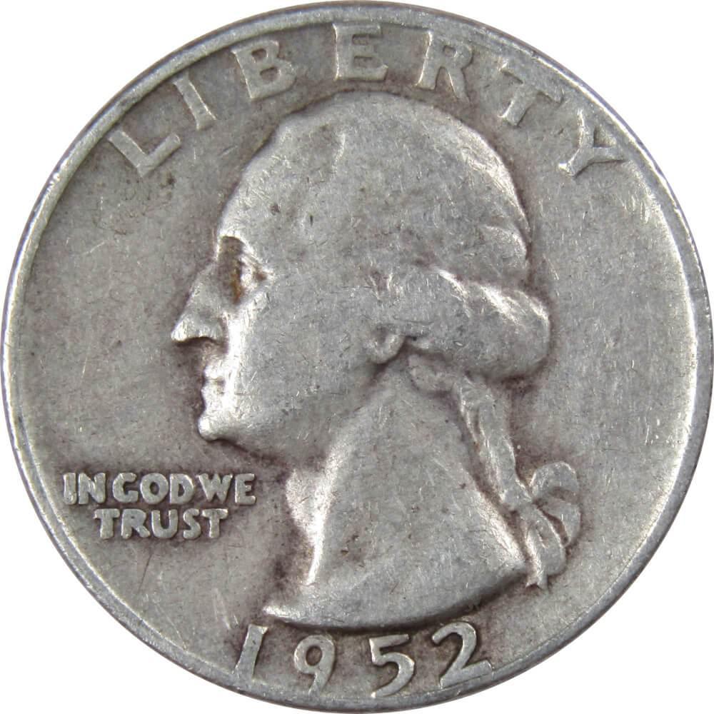 1952 D Washington Quarter F Fine 90% Silver 25c US Coin Collectible