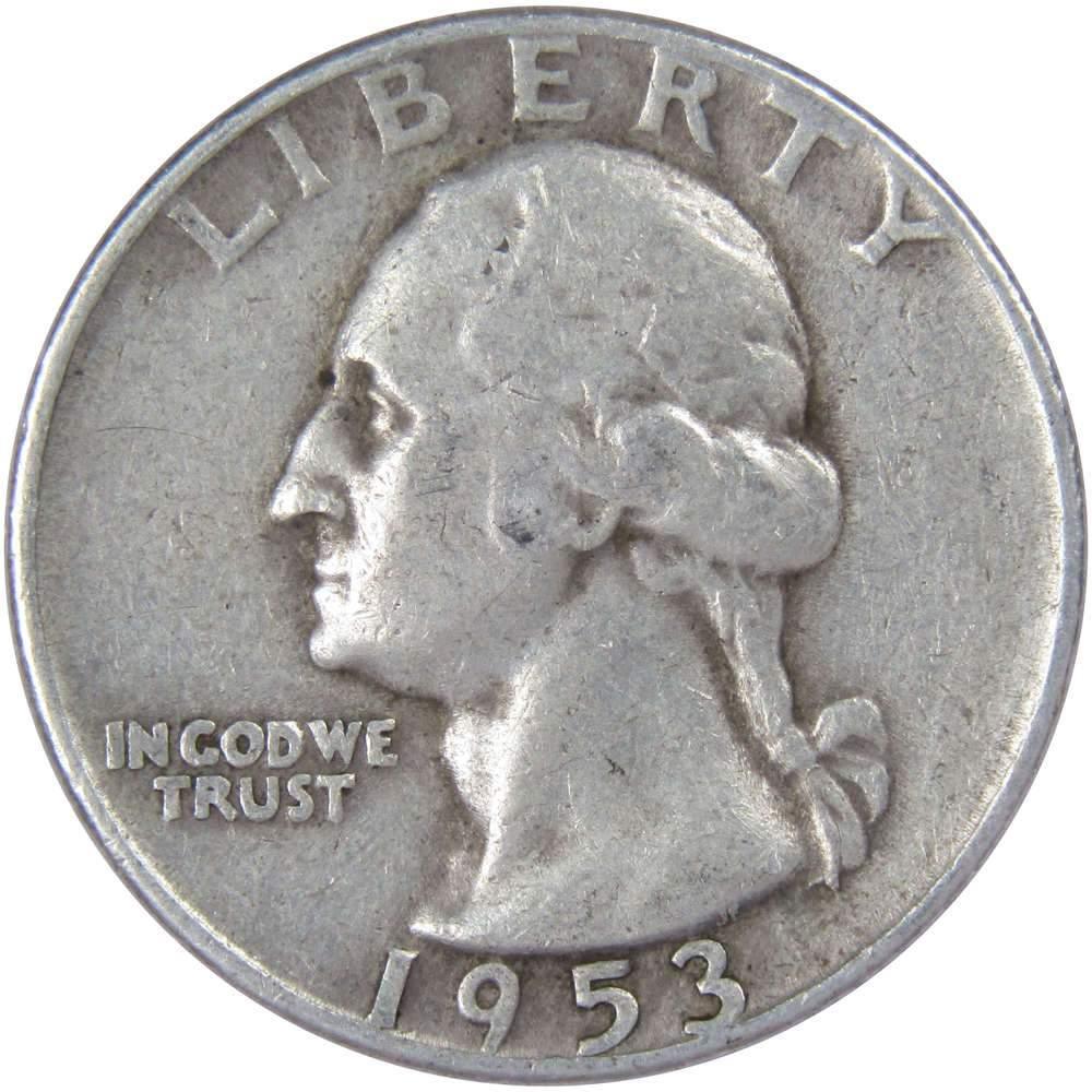 1953 D Washington Quarter F Fine 90% Silver 25c US Coin Collectible
