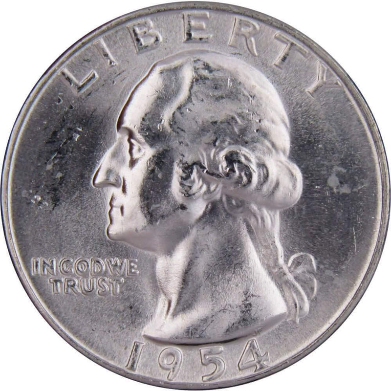 1954 Washington Quarter BU Uncirculated Mint State 90% Silver 25c US Coin - Washington Quarters for Sale - Profile Coins &amp; Collectibles