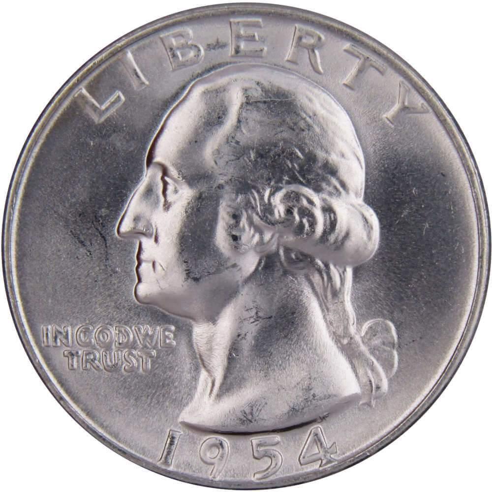 1954 D Washington Quarter BU Uncirculated Mint State 90% Silver 25c US Coin