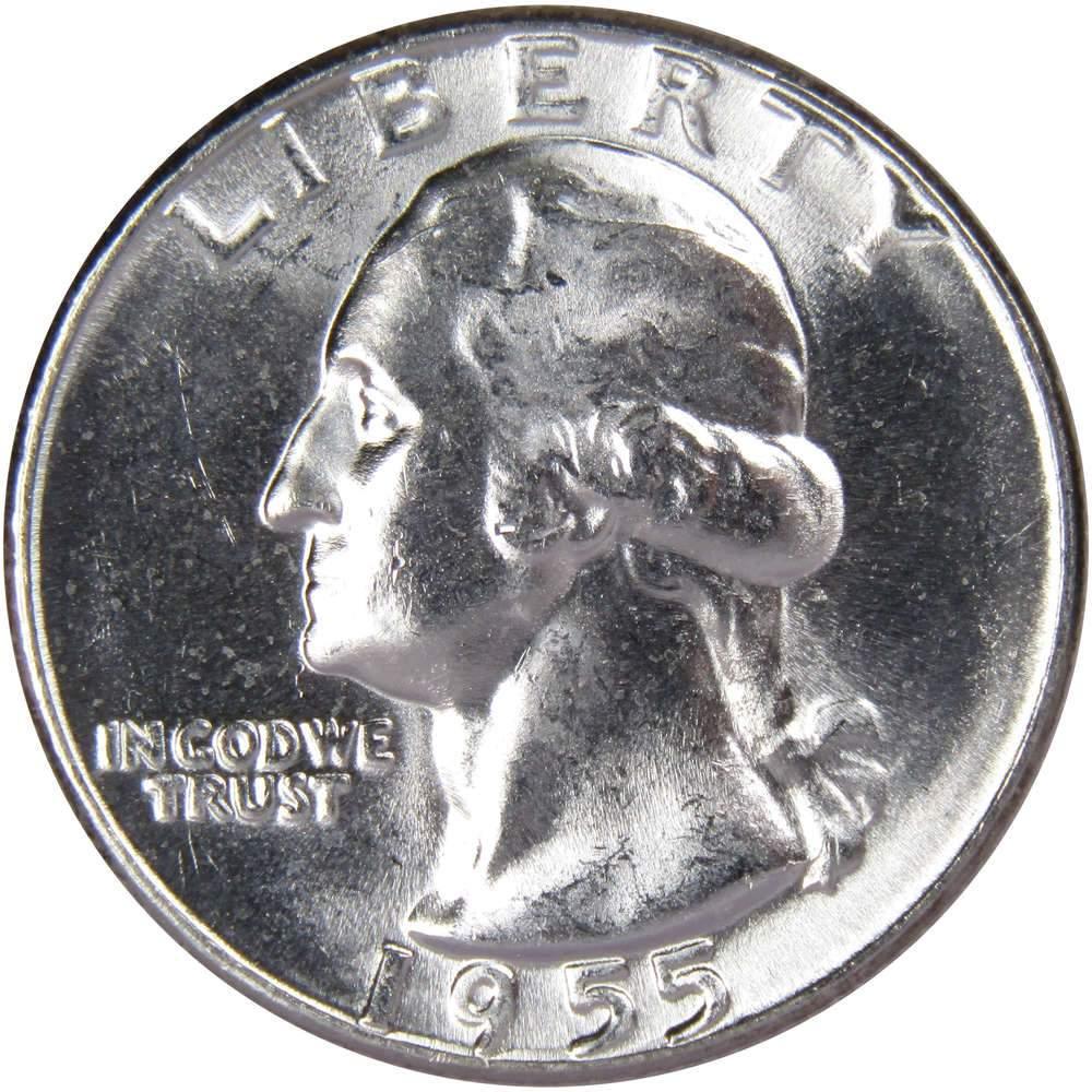 1955 Washington Quarter BU Uncirculated Mint State 90% Silver 25c US Coin