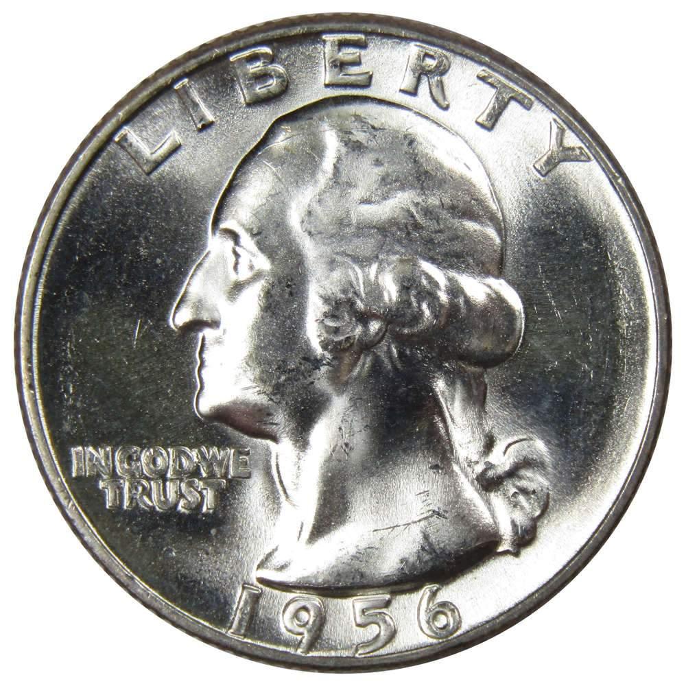 1956 Washington Quarter BU Uncirculated Mint State 90% Silver 25c US Coin
