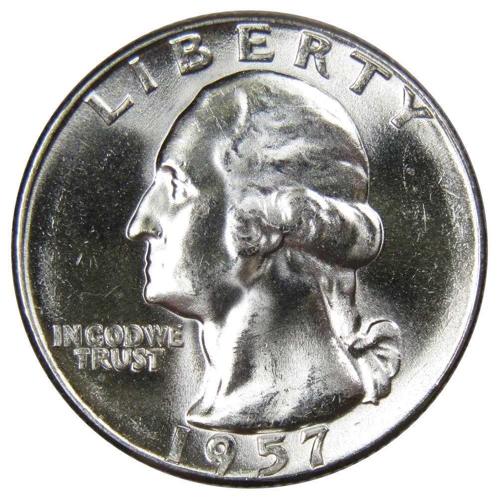 1957 Washington Quarter BU Uncirculated Mint State 90% Silver 25c US Coin