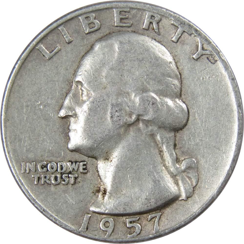 1957 D Washington Quarter AG About Good 90% Silver 25c US Coin Collectible