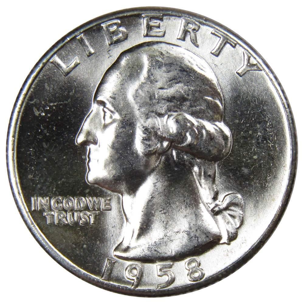 1958 Washington Quarter BU Uncirculated Mint State 90% Silver 25c US Coin