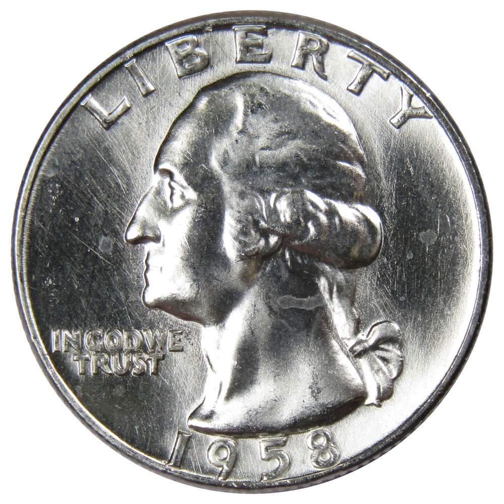 1958 D Washington Quarter BU Uncirculated Mint State 90% Silver 25c US Coin