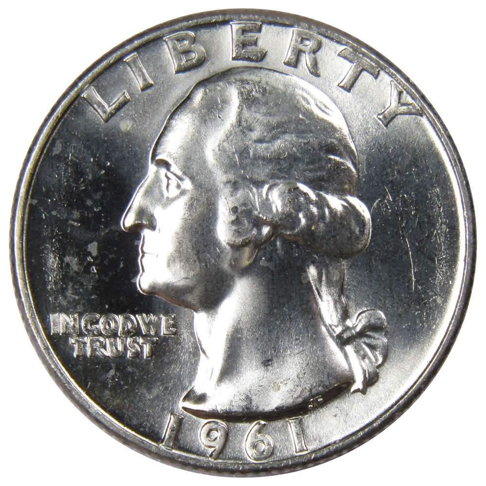 1961 D Washington Quarter BU Uncirculated Mint State 90% Silver 25c US Coin