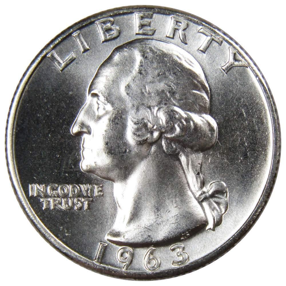 1963 Washington Quarter BU Uncirculated Mint State 90% Silver 25c US Coin